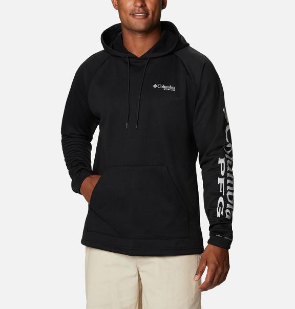 Columbia PFG Terminal Tackle Hoodies Black Grey For Men's NZ54210 New Zealand